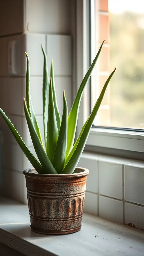 15 Indoor Corner Plants That Make Any Room Look Stylish! 13 Aloe Vera plant in a rustic pot by a window