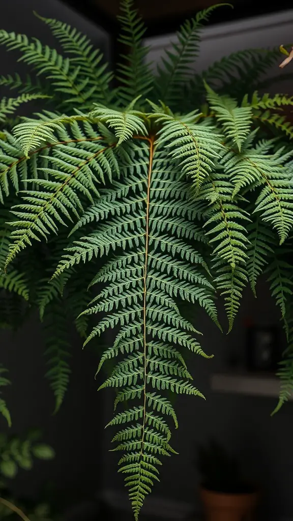 15 Indoor Corner Plants That Make Any Room Look Stylish! 12 Close-up of a lush Boston Fern with vibrant green fronds, showcasing its feathery texture.