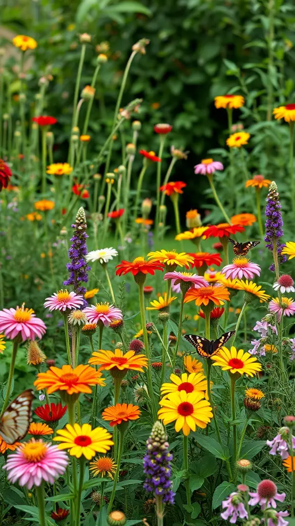 27 Absolutely Stunning Secret Garden Ideas to Inspire Your Space 29 A colorful butterfly and pollinator garden with various flowers and butterflies.