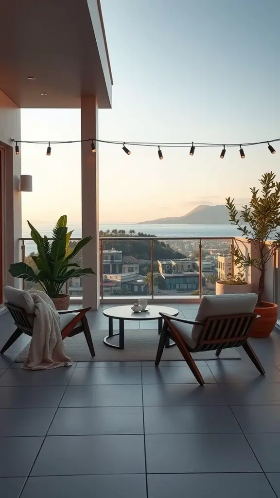 25 Stunning Outdoor Terrace Ideas to Transform Your Space 8 Chic outdoor terrace with modern lounge furniture and a view