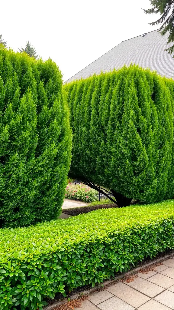 27 Stunning Front Garden Ideas to Transform Your Curb Appeal 16 Lush green boxwood hedges neatly trimmed in a front garden