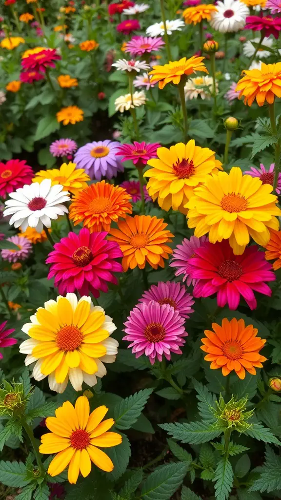 25 Beautiful Cut Flower Garden Ideas to Brighten Your Home 21 A colorful cut flower garden with various blooms in shades of pink, yellow, orange, and white.