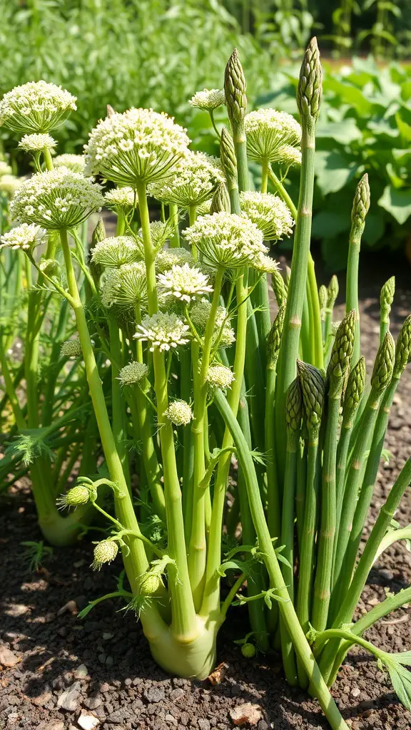 29 Perfect Herb Combinations for Your Garden 13 Fennel and asparagus growing together in a garden