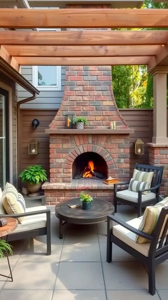 25 Creative Small Patio Ideas for Your Outdoor Space 25 Small patio with a brick fireplace and comfortable seating
