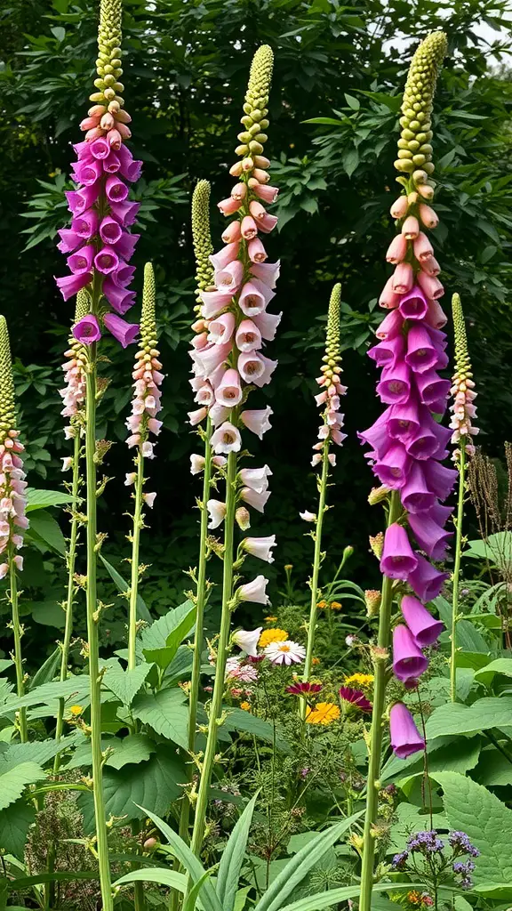 34 Gorgeous Shade Garden Plants for a Lush Landscape 22 Colorful foxglove flowers in shades of pink and purple with green foliage
