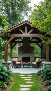 19 Cozy Outdoor Pavilion With Fireplace Ideas