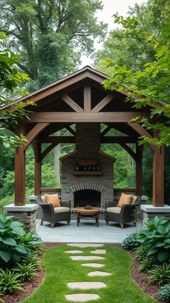 19 Cozy Outdoor Pavilion With Fireplace Ideas 1