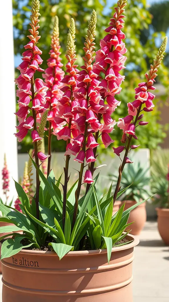 25 Beautiful Flowers Perfect for Container Gardening 4 Pink snapdragon flowers growing in a container