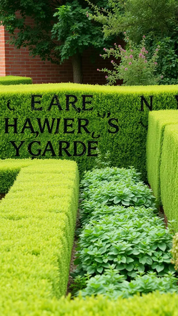 31 Creative Herb Garden Ideas for Every Space 20 A neatly trimmed hedge surrounding a lush herb garden