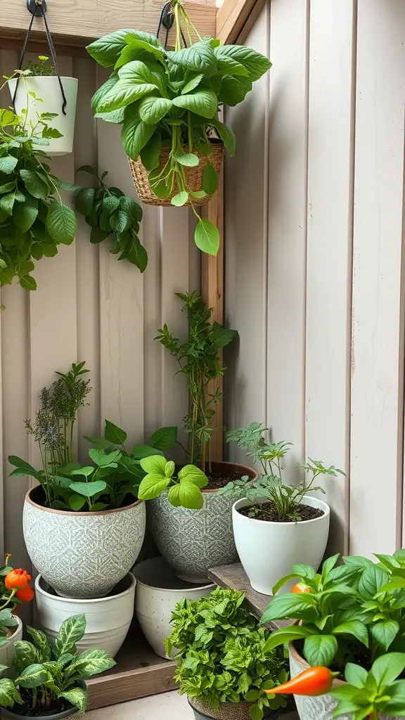 23 Stylish Potting Shed Interior Ideas for a Modern Touch 6 Indoor herb garden setup with various potted plants and herbs.