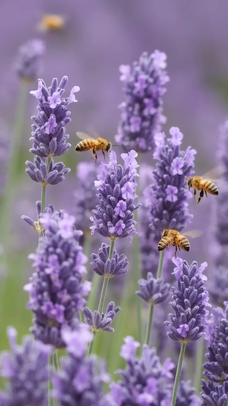 15 Effective Plants That Naturally Repel Mosquitoes 6 Lavender flowers with bees buzzing around them