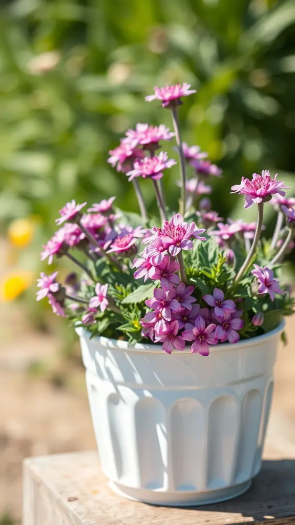 25 Beautiful Flowers Perfect for Container Gardening 24 A pot of lush heliotrope flowers with vibrant purple blooms