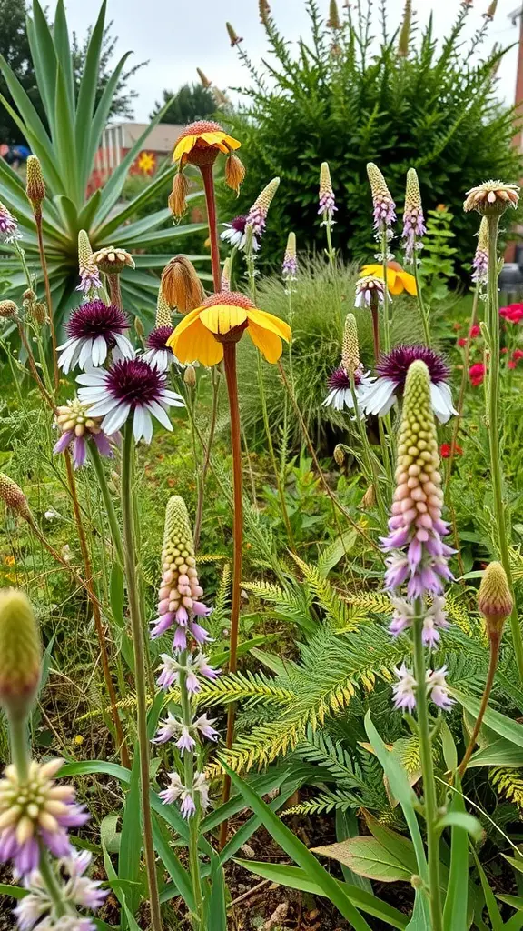 23 Stunning Perennial Garden Ideas to Transform Your Outdoor Space 13 A vibrant garden featuring a mix of native perennial plants with colorful flowers.