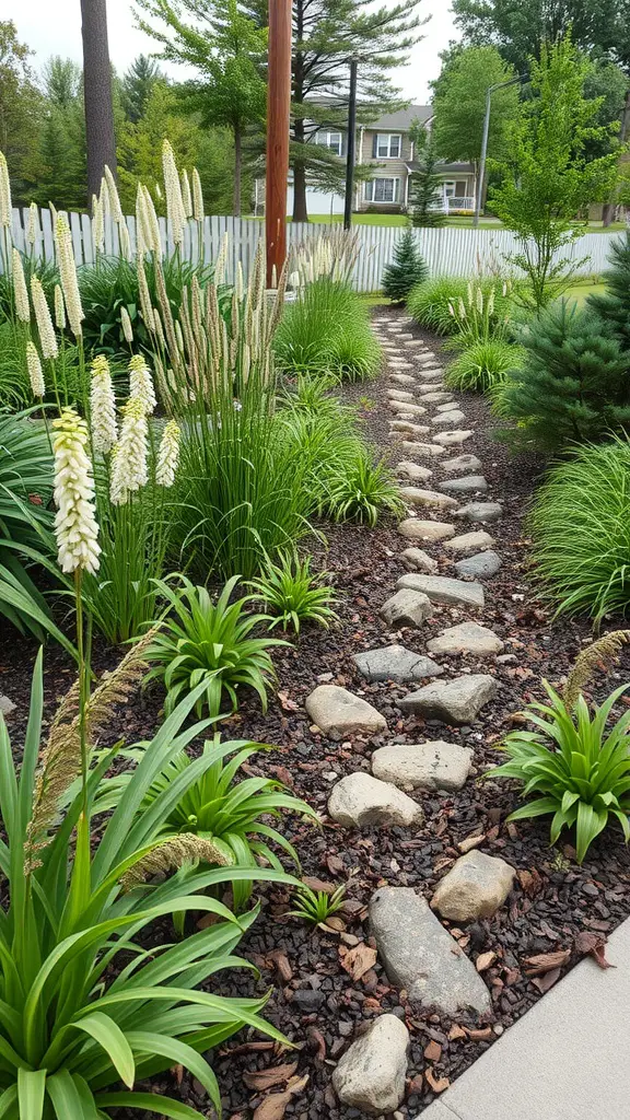 33 Creative Backyard Garden Ideas You Need to Try 22 A pathway made of stones surrounded by lush plants and flowers in a garden