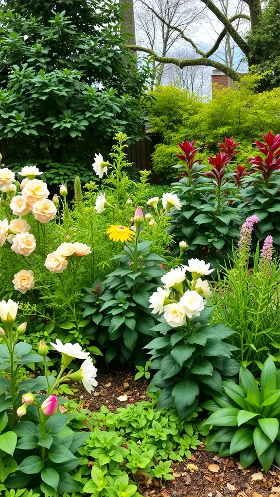 27 Absolutely Stunning Secret Garden Ideas to Inspire Your Space 21 A vibrant garden featuring a mix of roses, peonies, and lush greenery
