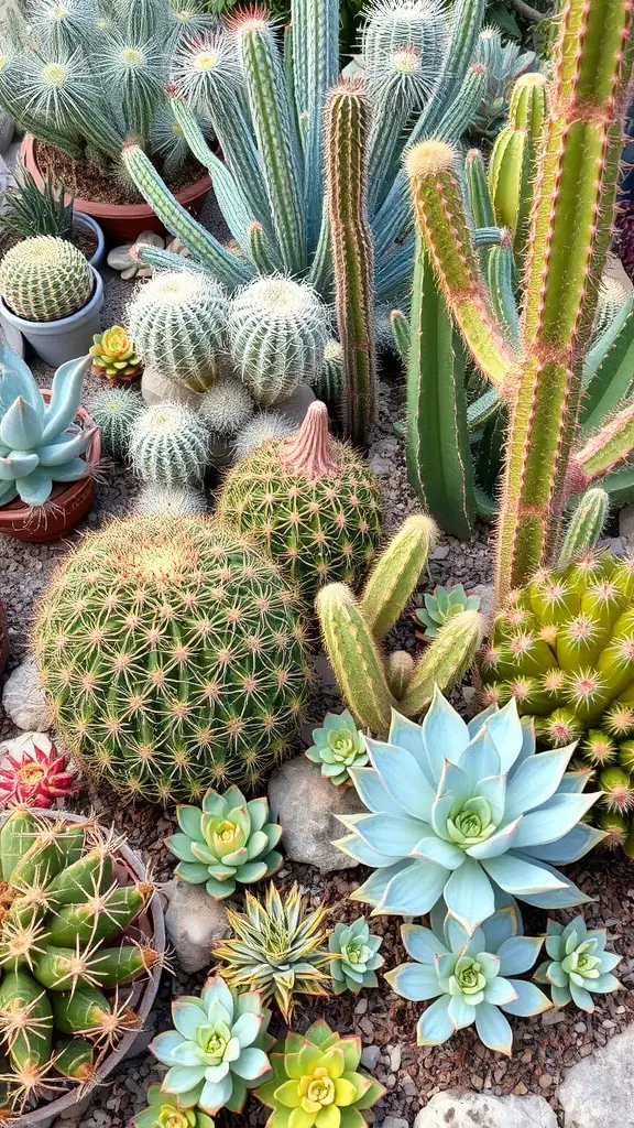 27 Stunning Ideas for Your Desert Garden Oasis 9 A variety of cacti and succulents arranged in a desert garden.