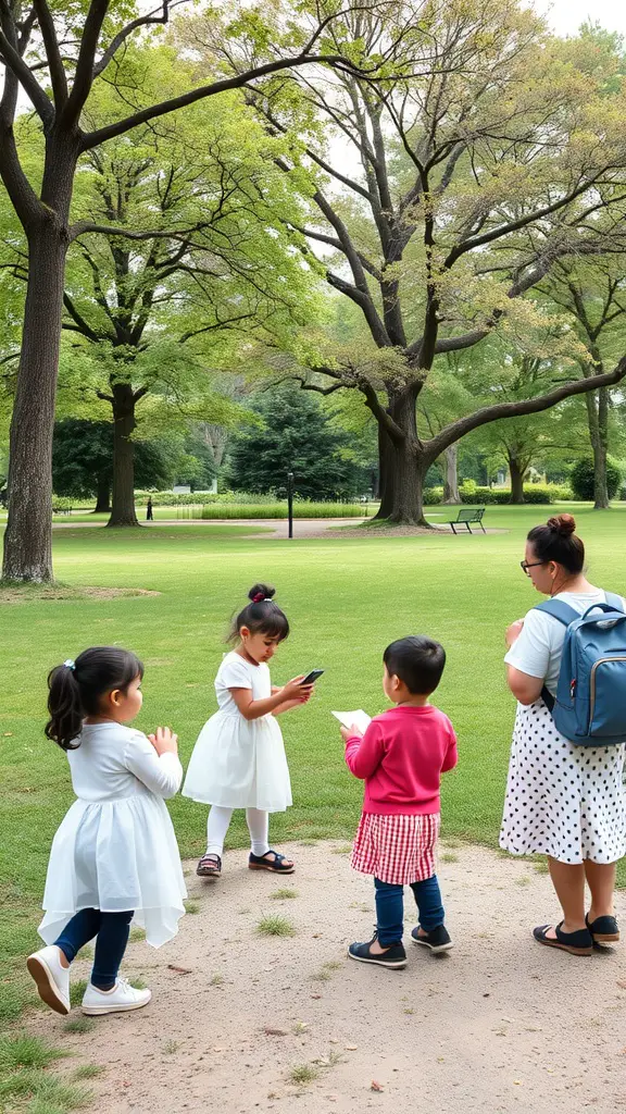 21 Creative Summer Baby Shower Ideas to Celebrate the Arrival of Baby 18 Children participating in a scavenger hunt at a park during a baby shower.