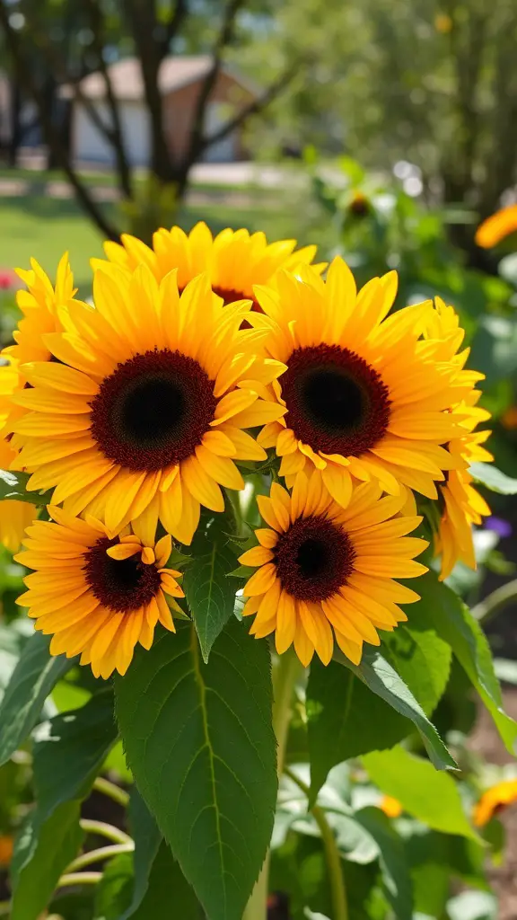 21 Stunning Spring Wedding Bouquet Ideas You’ll Love 6 A bouquet of bright sunflowers with green leaves