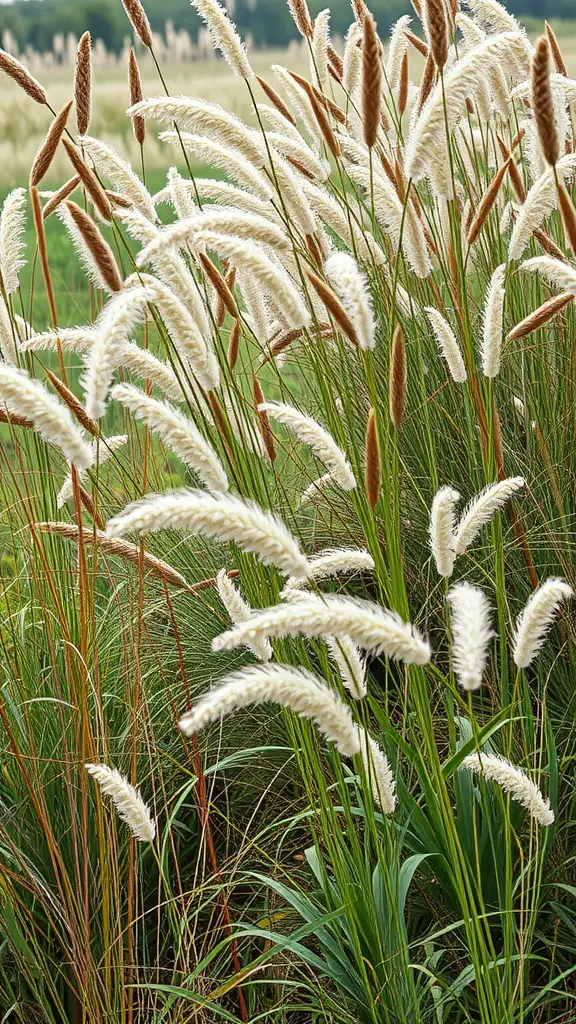 13 Creative Deer Resistant Landscaping Ideas for Your Garden 6 Ornamental grasses with feathery white blooms in a green landscape