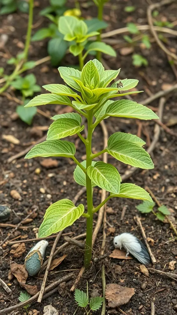 A healthy Mother’s Tongue plant with some pests around its base