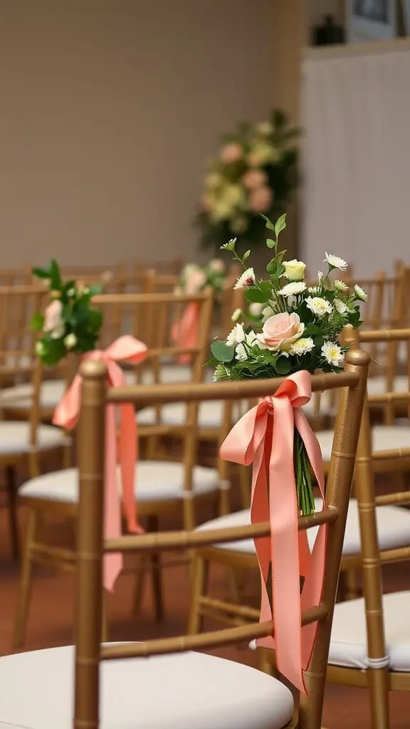 Elegant chair decorations with flowers and ribbons for a special event