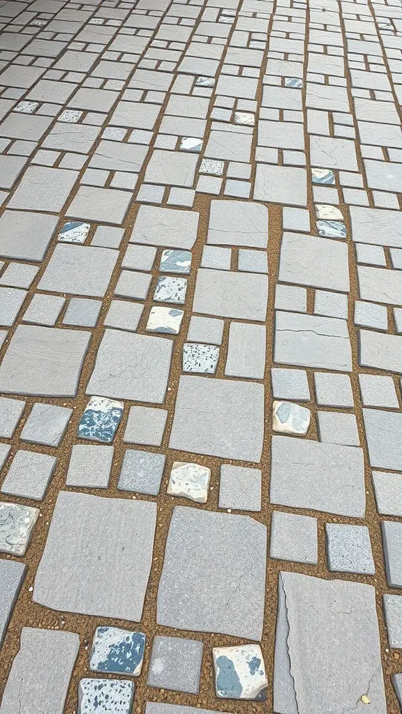 Flagstone walkway with pebble inlays