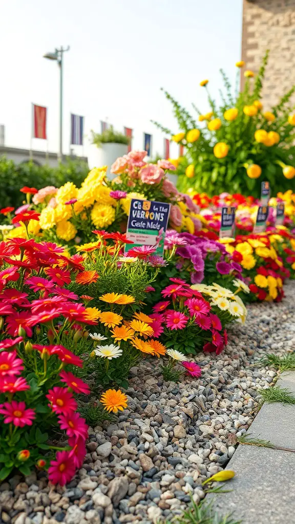19 Creative Gravel Border Ideas for Your Garden 4 Colorful flower bed bordered by gravel