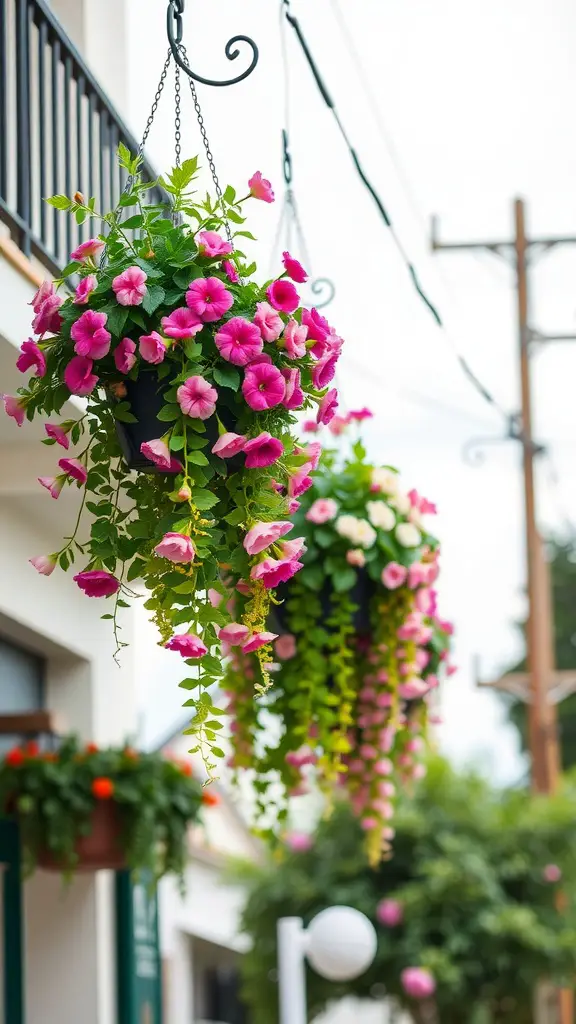 23 Stunning Planter Box Flower Combinations for Your Garden 7 Hanging planter boxes with pink flowers and green foliage