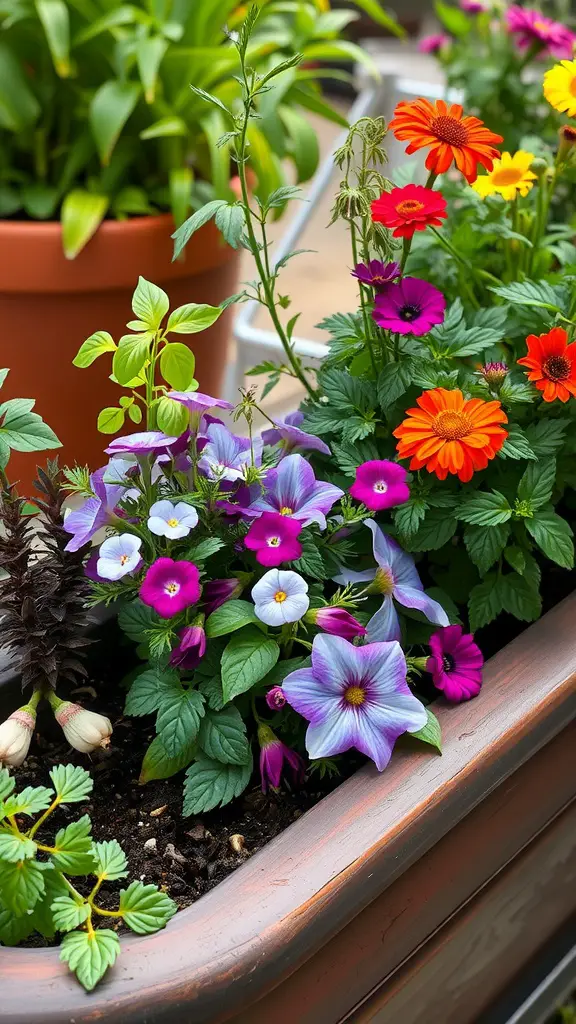 23 Stunning Planter Box Flower Combinations for Your Garden 10 Colorful planter box with flowers and herbs