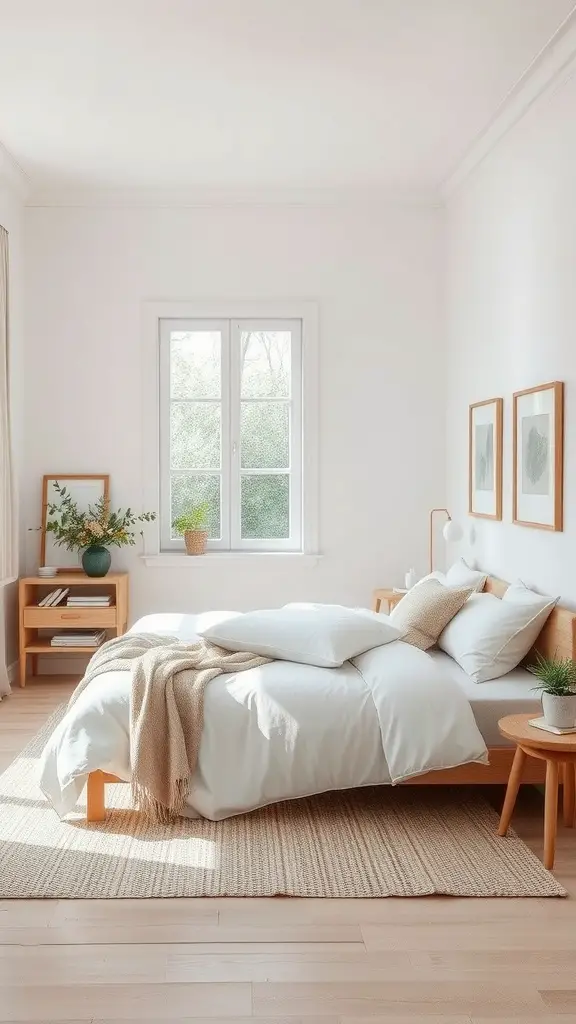 27 Stylish Summer Bedroom Ideas to Refresh Your Space 13 A minimalist summer bedroom featuring light colors, natural materials, and a calm atmosphere.