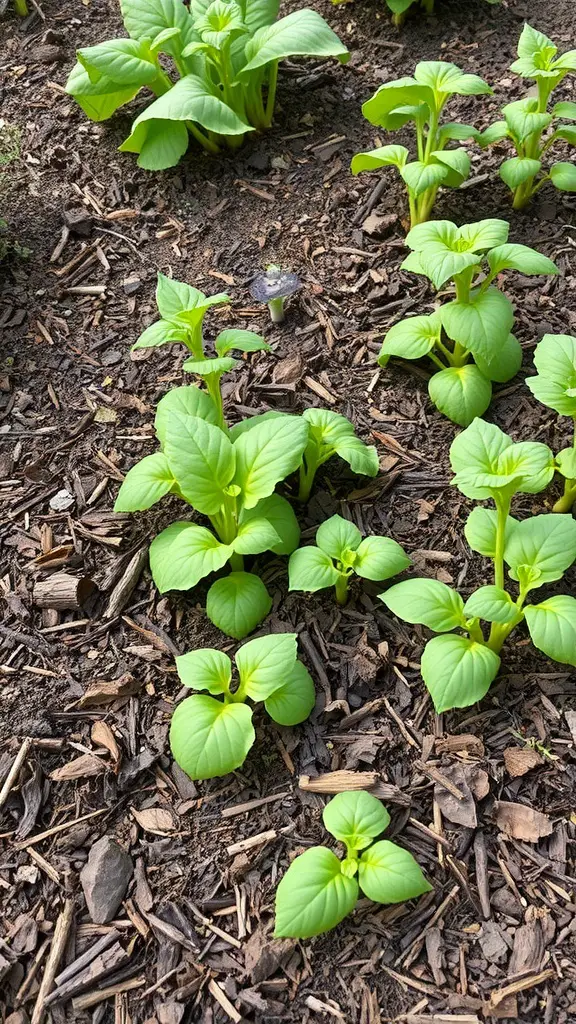 21 Creative Mulch Landscaping Ideas to Transform Your Outdoor Space 15 Young green plants growing in a vegetable garden with brown mulch covering the soil