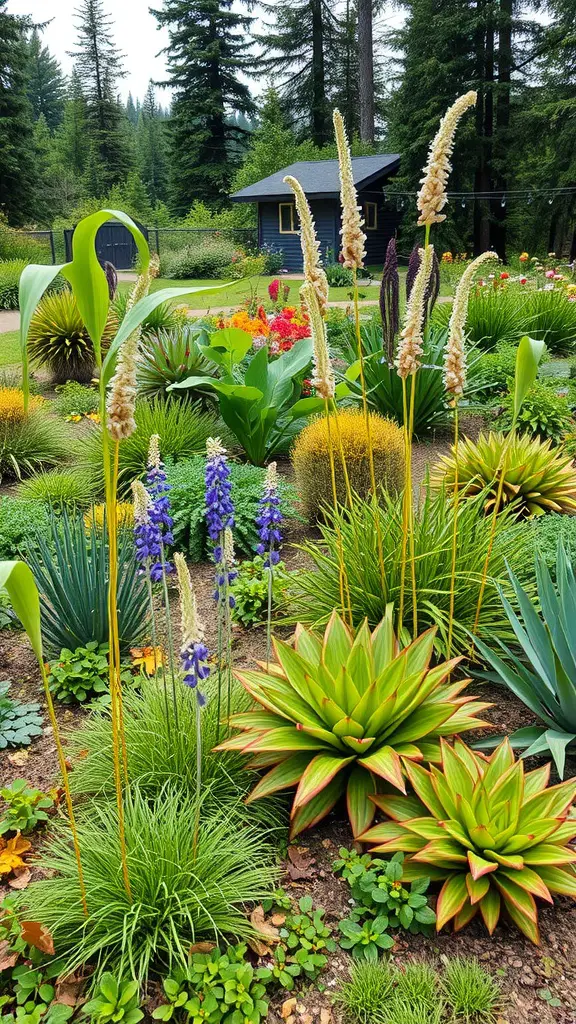 13 Creative Deer Resistant Landscaping Ideas for Your Garden 10 A colorful native plant garden with various plants and flowers in a lush landscape.