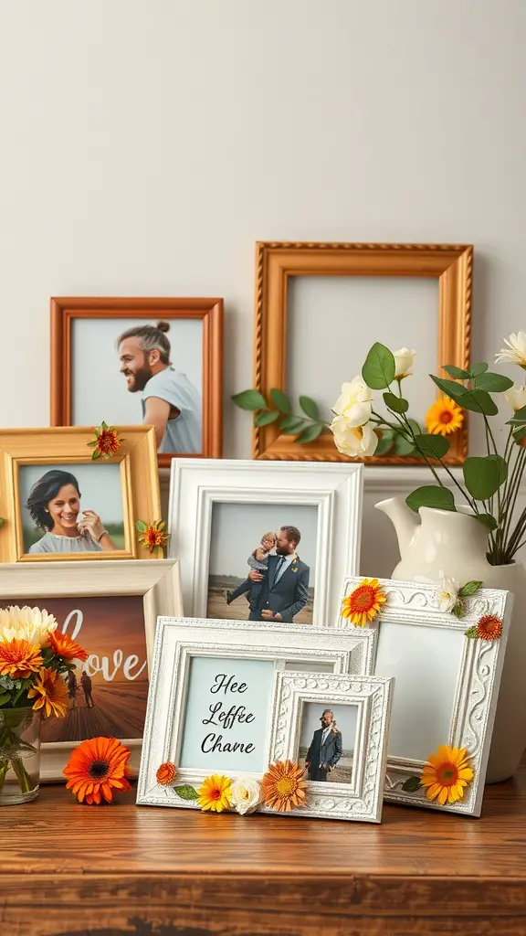 17 Fun Summer Craft Ideas for Endless Creativity 18 A collection of personalized photo frames decorated with flowers and quotes.