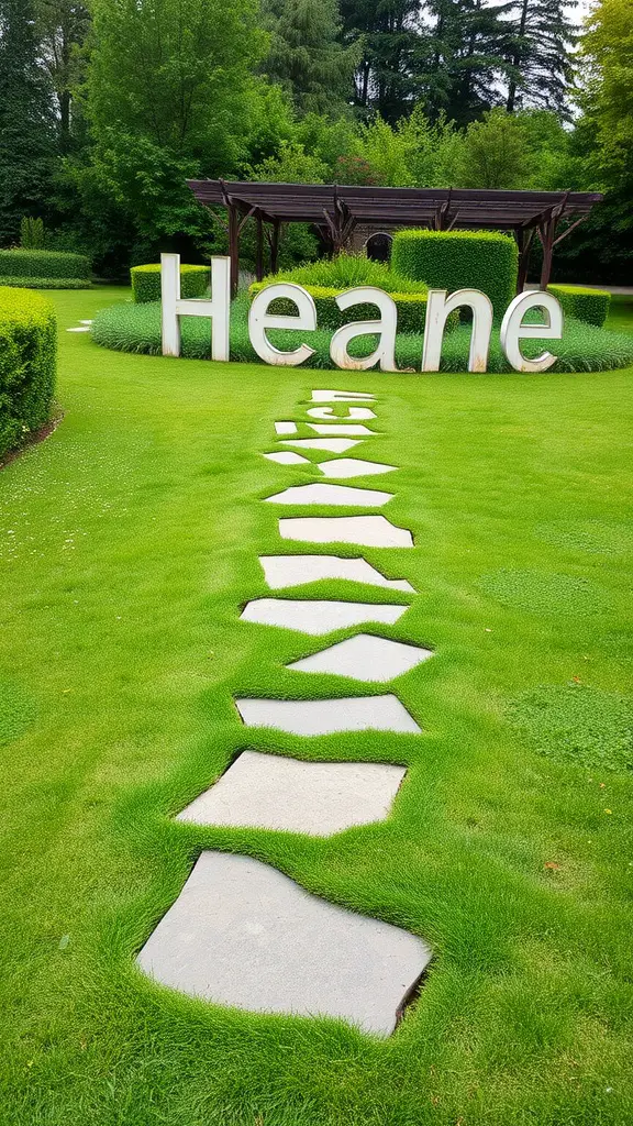 27 Stunning Stone Pathway Ideas for Your Garden Walkways 10 Stepping stones leading through grass in a garden setting