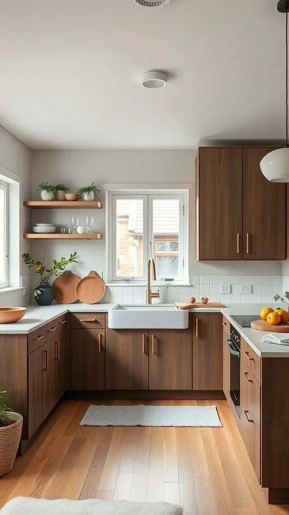 Interior of a Scandinavian kitchen showcasing sustainable materials.