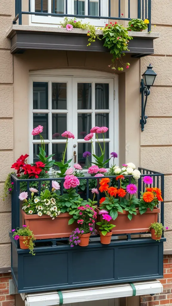 23 Stunning Planter Box Flower Combinations for Your Garden 17 Colorful flowers in planter boxes on an urban balcony