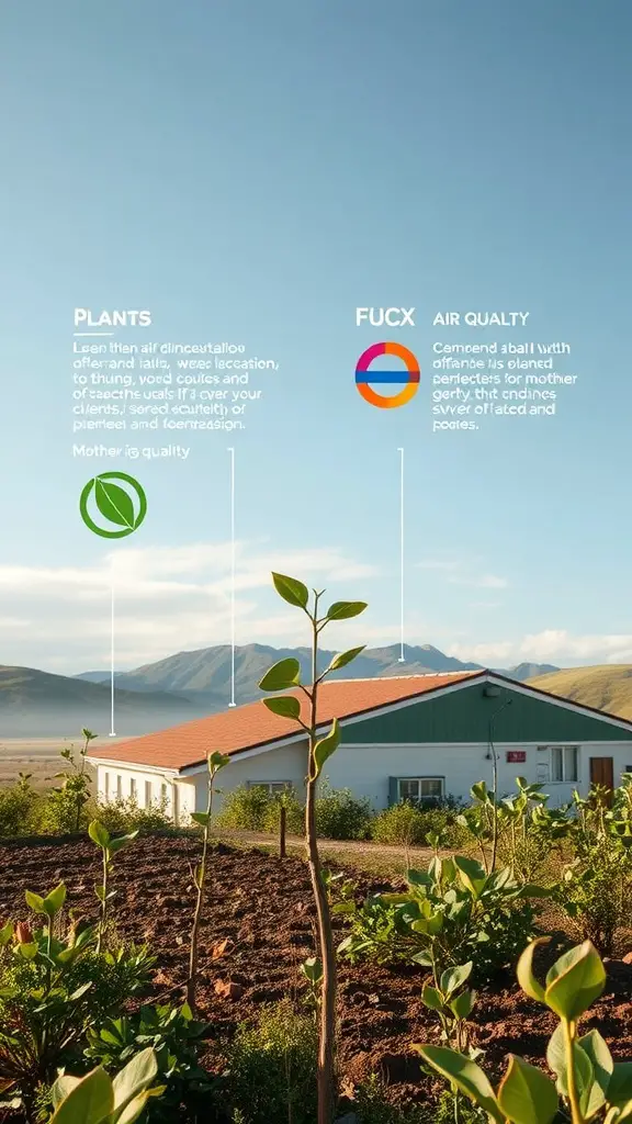 Image showing a landscape with Mother Tongue plants and a building, illustrating air quality improvement.