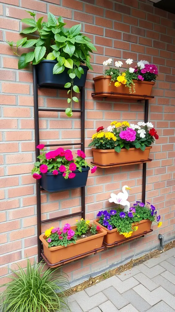 23 Stunning Planter Box Flower Combinations for Your Garden 2 Vertical planter boxes with colorful flowers attached to a wall