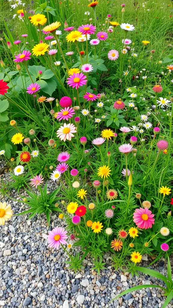 19 Creative Gravel Border Ideas for Your Garden 17 Colorful wildflowers growing next to a gravel border