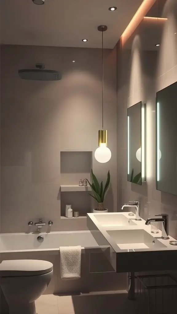 17 Cozy Bathroom Ideas for a Relaxing Retreat 5 Cozy bathroom with ambient lighting fixtures illuminating the space