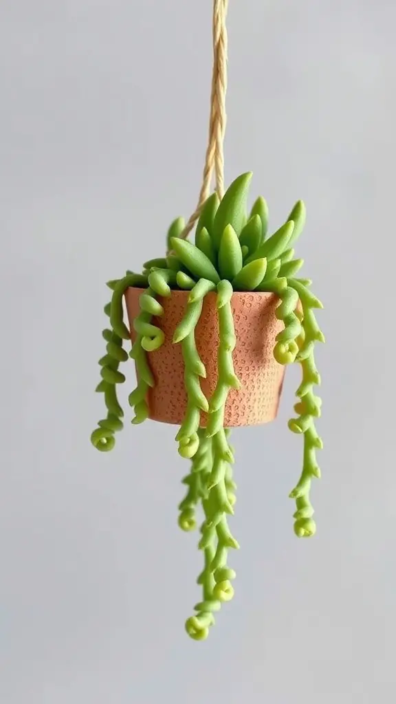 19 Creative Indoor Hanging Plant Ideas for a Lush Home Decor 10 Hanging Burro's Tail succulent in terracotta pot with trailing stems.