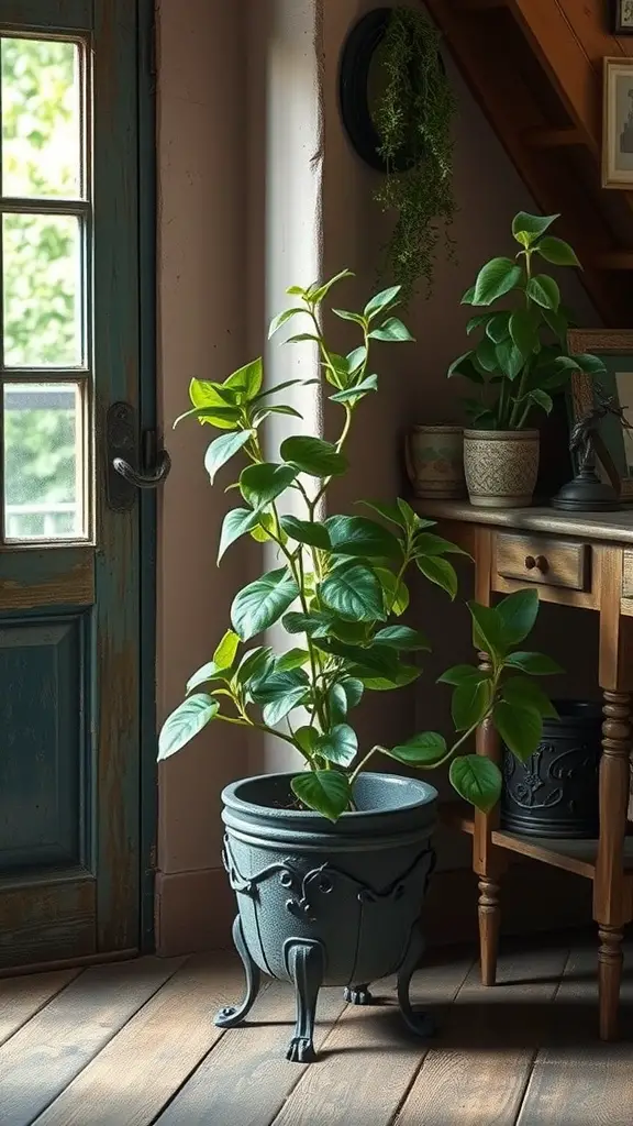 19 Beautiful Low Light Indoor Plants for Your Home 2 A healthy Cast Iron Plant in a stylish pot, positioned near a window with soft natural light, showcasing its vibrant green leaves.