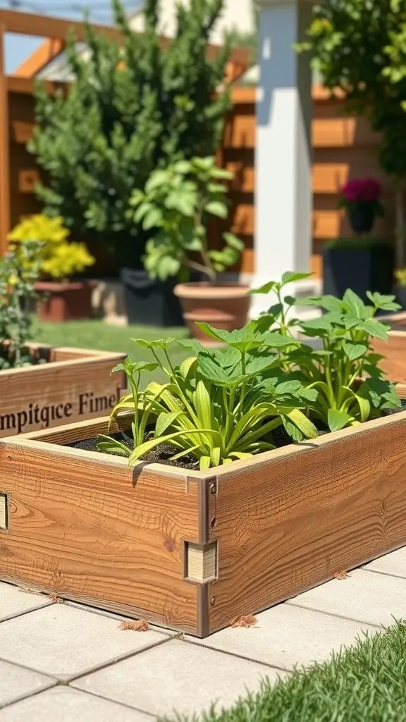 17 Creative Cedar Planter Box Ideas for Your Garden 11 Cedar planter box with green plants and drainage feature in a garden