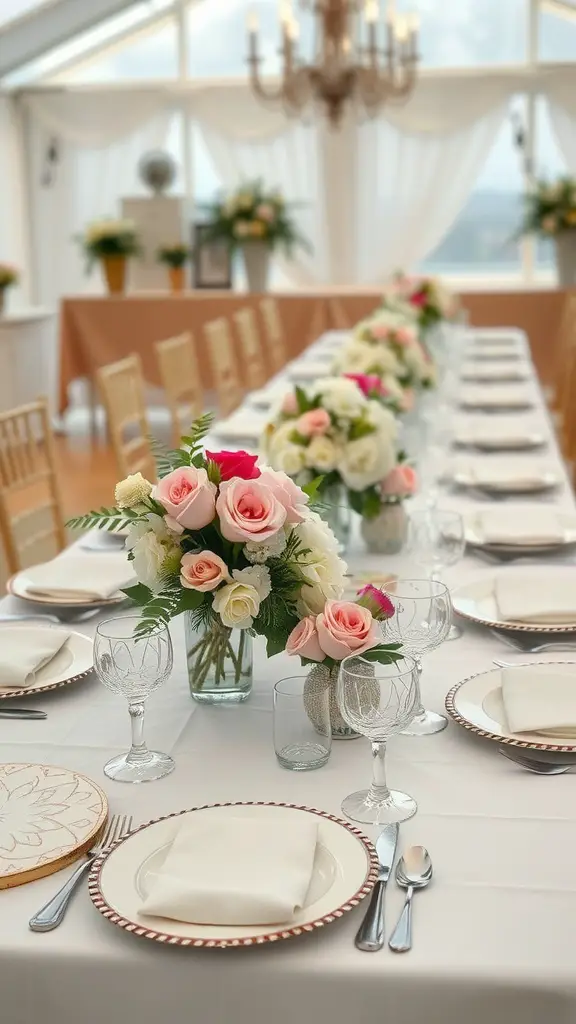27 Enchanting Vintage Wedding Theme Ideas to Inspire Your Big Day 13 Elegant vintage wedding table setting with floral centerpieces and fine glassware.