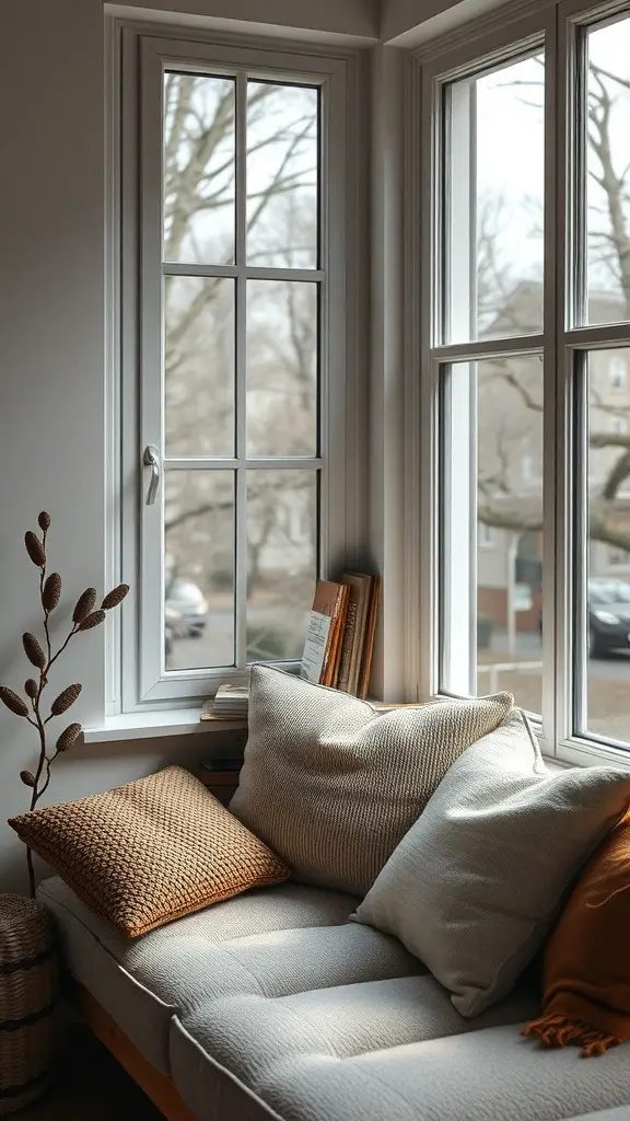 21 Inspiring Summer Room Ideas for a Fresh Look 2 A cozy reading nook with a comfortable sofa, pillows, and natural light from the windows.