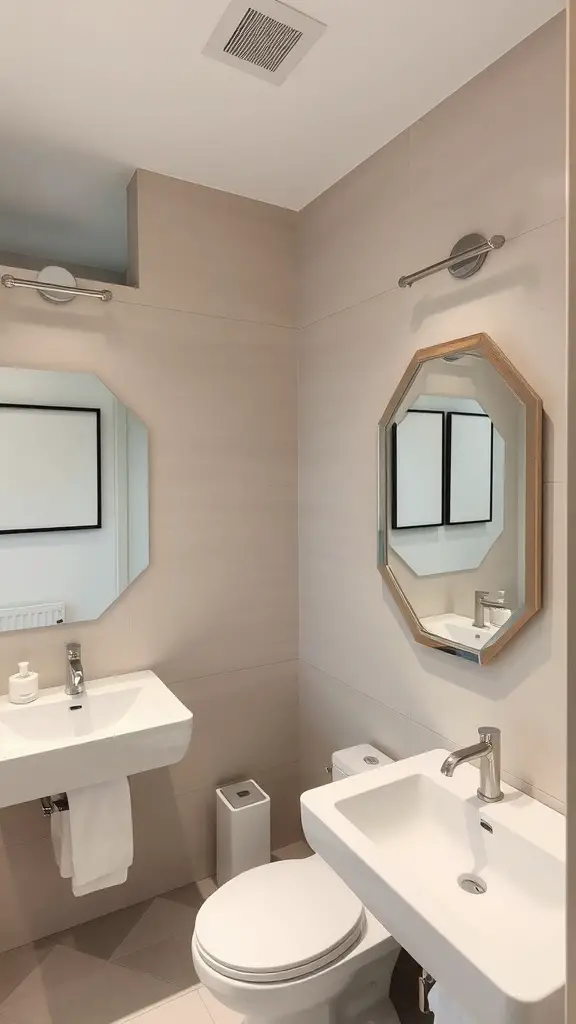 29 Funky Bathroom Ideas to Transform Your Space 16 Stylish bathroom with modern decor and two mirrors