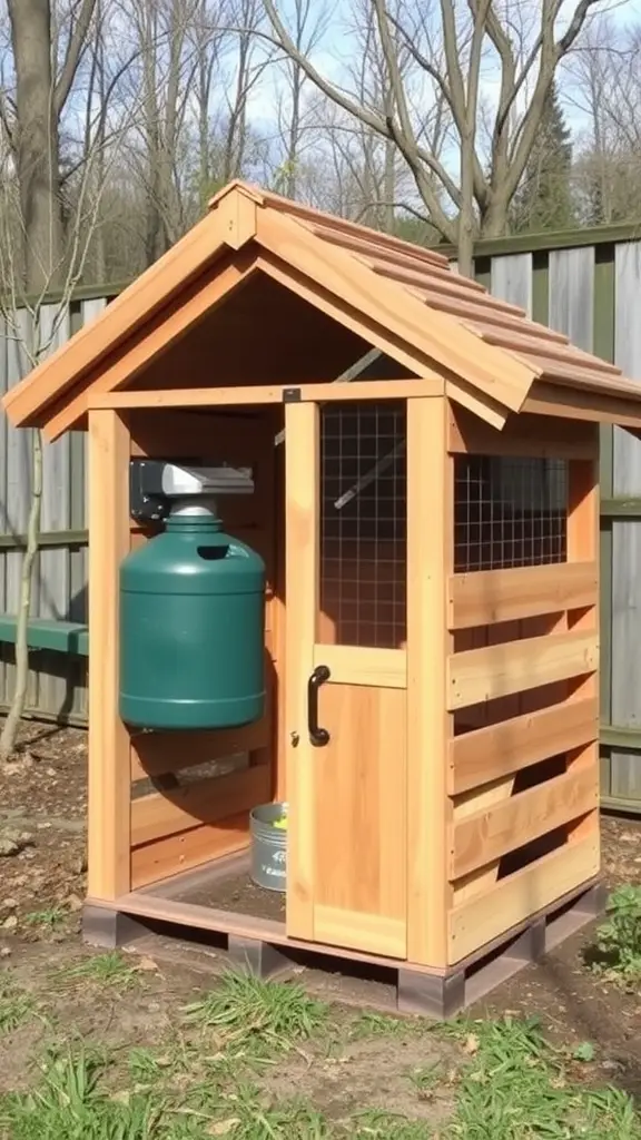 21 Creative Pallet Chicken Coop Ideas You’ll Love 17 Eco-friendly pallet chicken coop with rainwater collection system