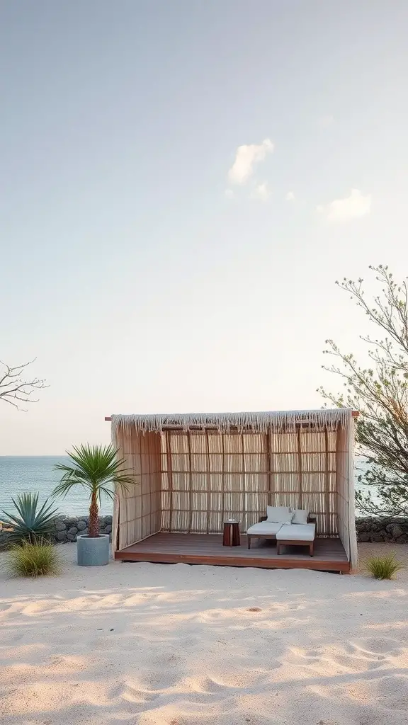 15 Stunning Pool Cabana Ideas for Ultimate Relaxation 14 Eco-friendly pool cabana design with natural materials and a relaxing atmosphere.