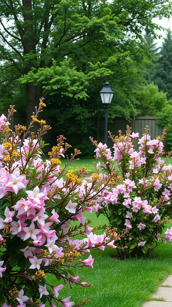 23 Stunning Shrubs for Beautiful Landscaping Ideas 8 Pink flowering shrubs enhancing a green landscape
