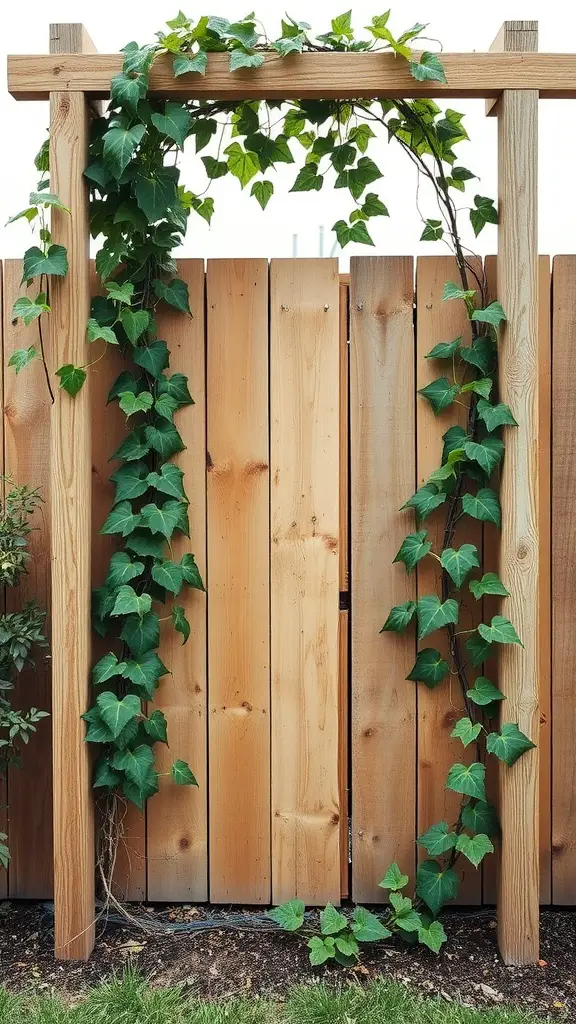 21 Charming Vintage Gardening Ideas to Transform Your Outdoor Space 8 Wooden trellis with ivy climbing on it against a wooden fence